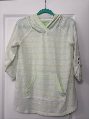 Earth Yoga Light Green & White Striped Hooded Tunic